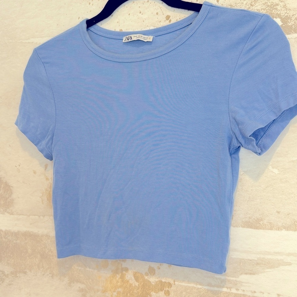 Zara Blue Baby Tee size medium
